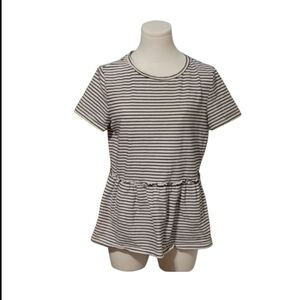 Emory Rose Black White Striped Ruffled Blouse Size Medium